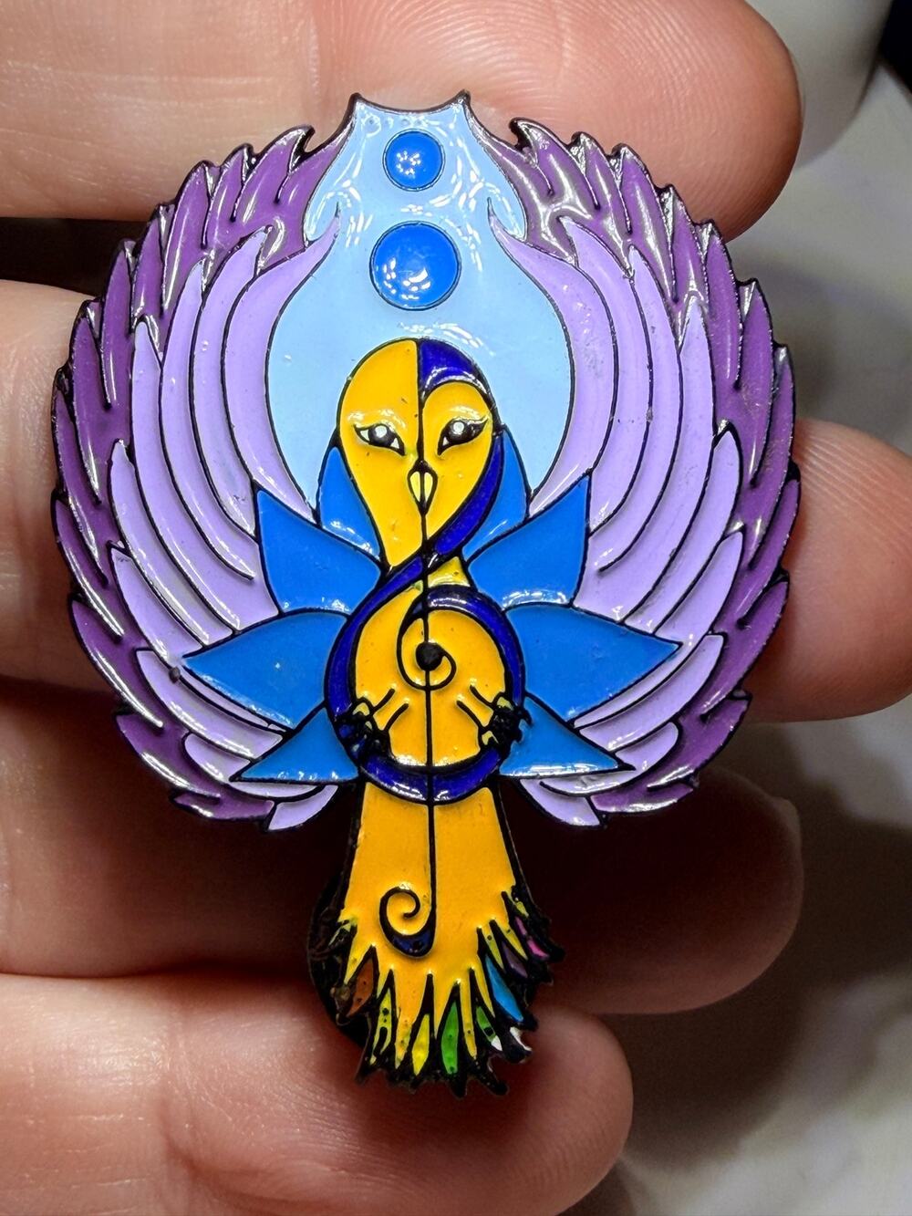 WB Phoenix Firebird Enamel Lapel Hat Pin Purple Blue Yellow Limited #82/100